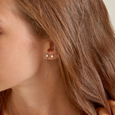 Clous d'oreilles à perles métal  - Boucles d’oreilles