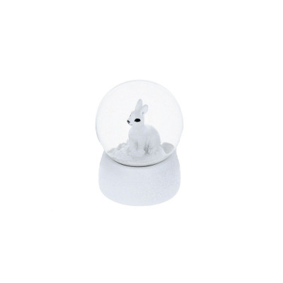 Mini boule à neige lapin blanc  - Décoration
