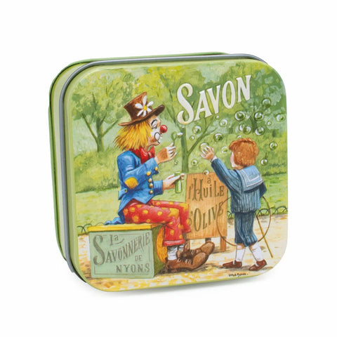 Savon 100g Boite Métal Clown et Enfant - SAVONNERIE DE NYONS