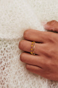 BAGUE ANNEAU PERLES COLOREES DORE SAFRAN
