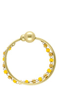 BAGUE ANNEAU PERLES COLOREES DORE SAFRAN