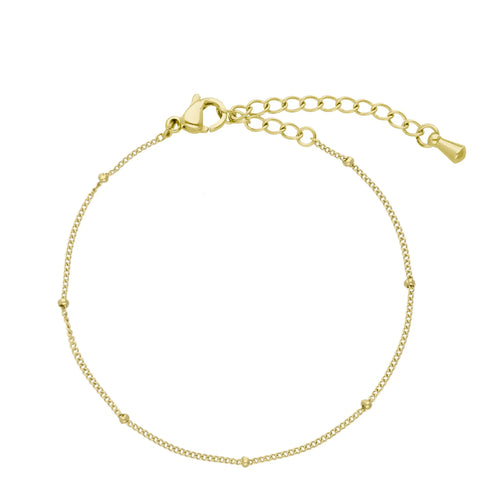 BRACELET CHAINE PERLES MÉTAL DORE