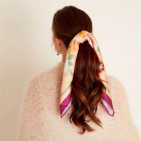 FOULARD LE BIJOU DE MIMI WINTER FLOWER PEACH