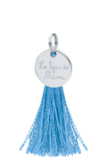 MÉDAILLE POMPON ARGENTÉ BLEU CANARD