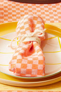 SERVIETTE DAMIER ABRICOT
