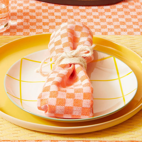 SERVIETTE DAMIER ABRICOT