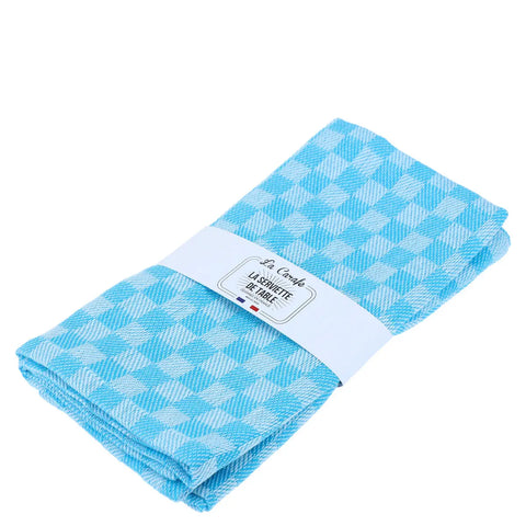 SERVIETTE DAMIER AZUR