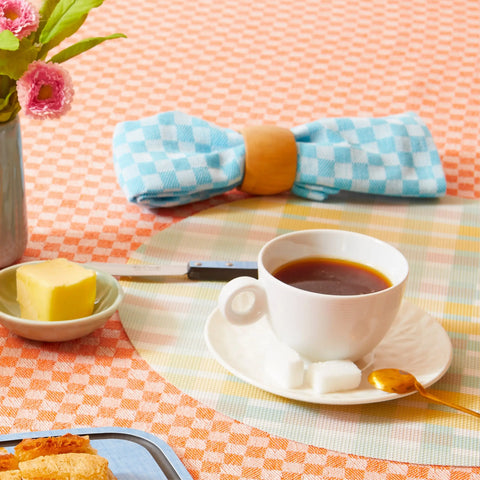 SERVIETTE DAMIER AZUR
