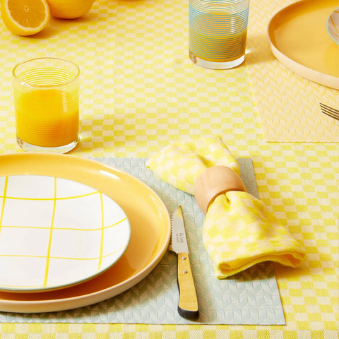 SERVIETTE DAMIER CITRON