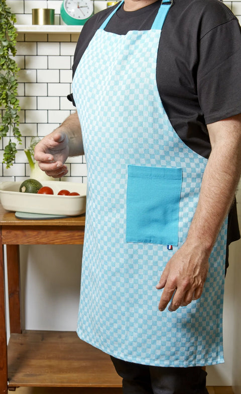 TABLIER DE CUISINE DAMIER AZUR